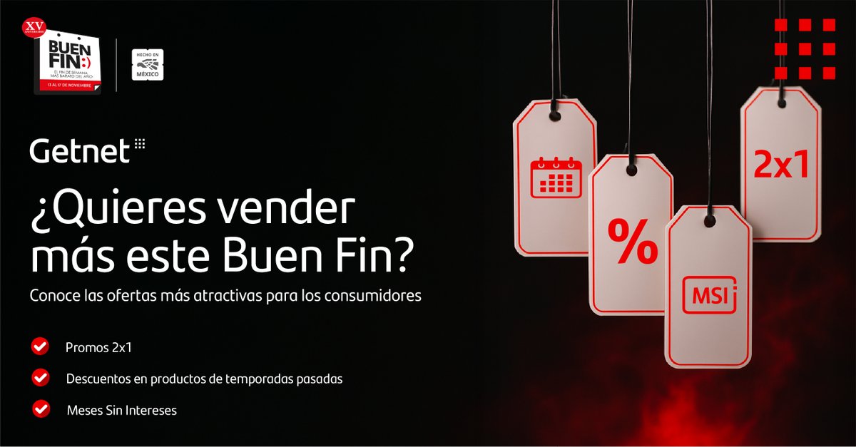 Las ofertas no son pérdidas, son herramientas estratégicas que cumplen con objetivos específicos. 🎯
▪️ Promos 2x1: atraen nuevos clientes
▪️Descuentos en productos de temporadas pasadas: sacan inventario atorado
▪️MSI: permiten colocar productos de mayor valor

#Getnet #GoGetIt!