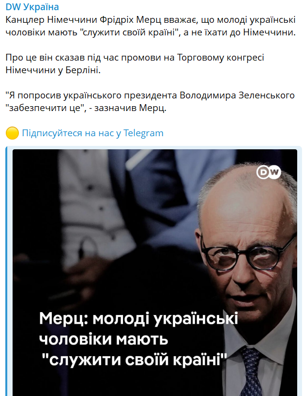 Young Ukrainian men should serve their country, not go to Germany, insists Chancellor Merz, urging Zelensky to “ensure it.” 

So here they are — the famed “European values.” Can’t have the “savages” wandering into “civilization,” after all. Their job is to suffer and die —