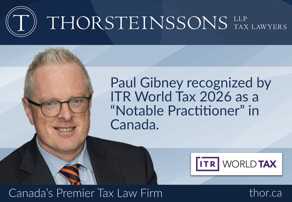 Paul Gibney has been recognized in ITR World Tax 2026 - Americas for his ranking as a Notable Practitioner in Canada. <a href="/ITR_WorldTax/">World Tax and World TP</a> 

itrworldtax.com/Lawyer/Thorste…