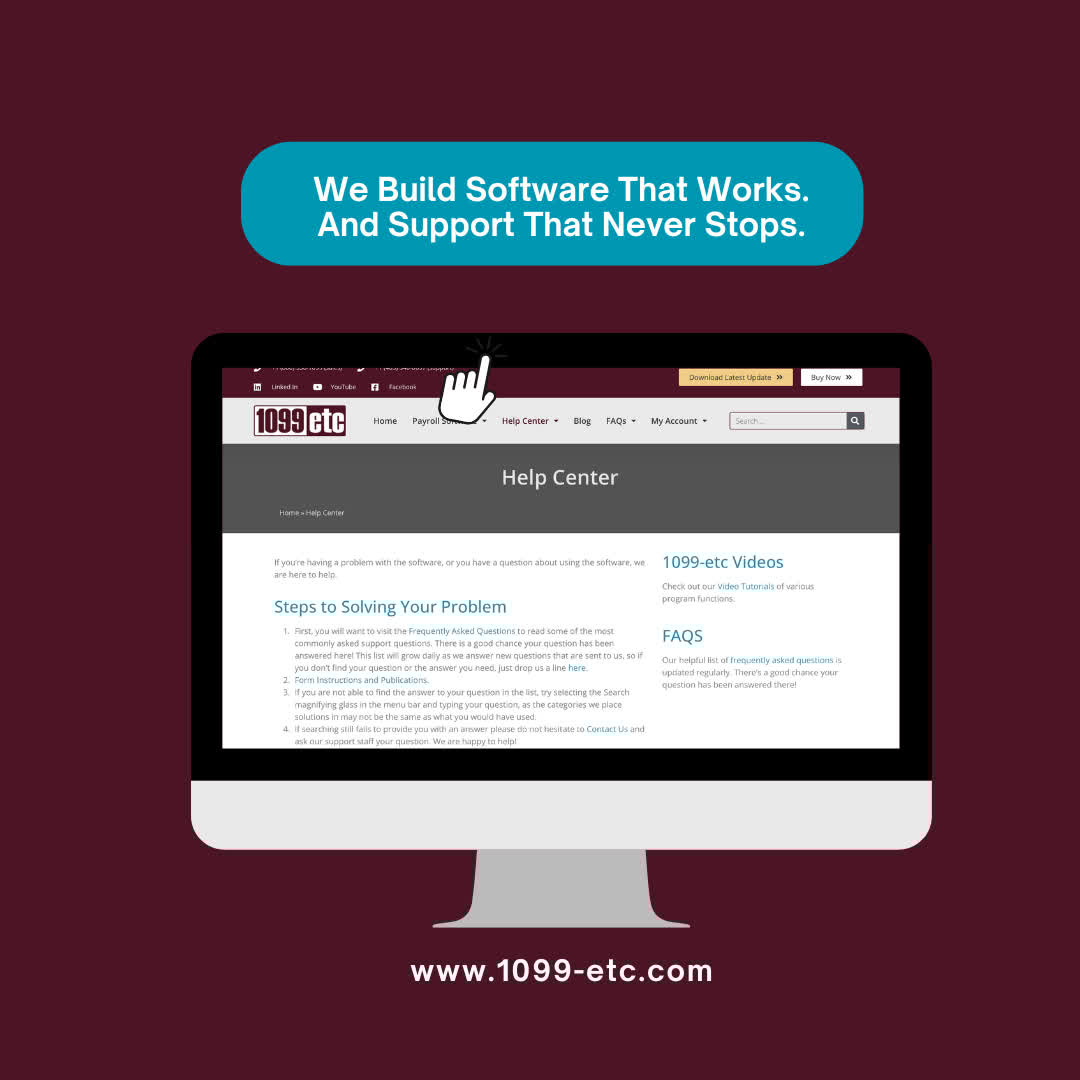 1099Etc's tweet image. It doesn&apos;t happen often — but when just in case you hit a bump, we&apos;ve got you.

From quick fixes to clear answers and real, reliable support, 1099-etc is your go-to lifeline whenever you need it.
1099-etc.com/help-center/?u…

#1099etc #SoftwareSupport #QuickSolutions #ReliableHelp