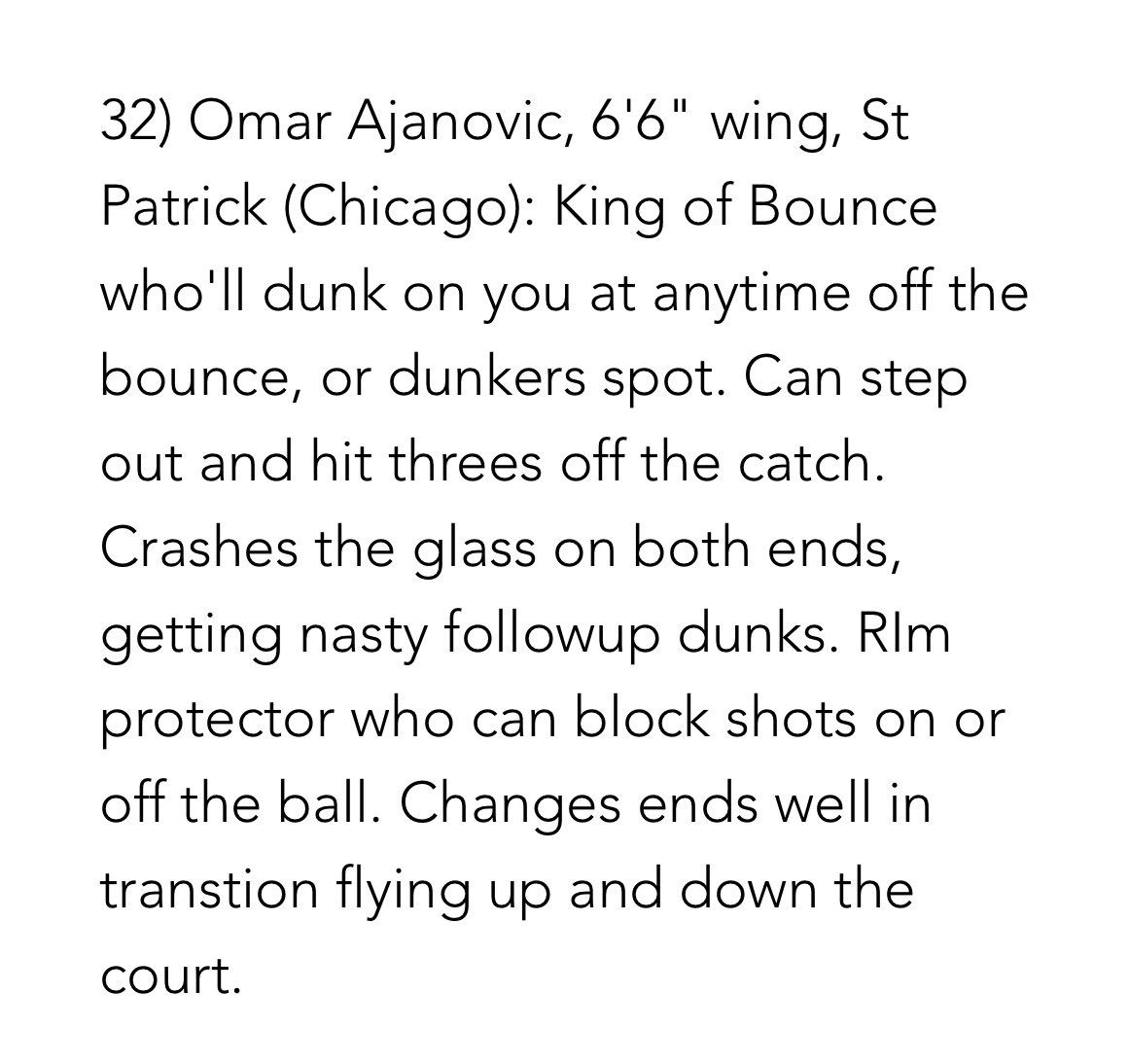 stpatrickhoops's tweet image. Junior Omar Ajanovic is listed as the 32nd best of the 2027 class. Showing that he can score on multiple levels. Set to have a breakout season.