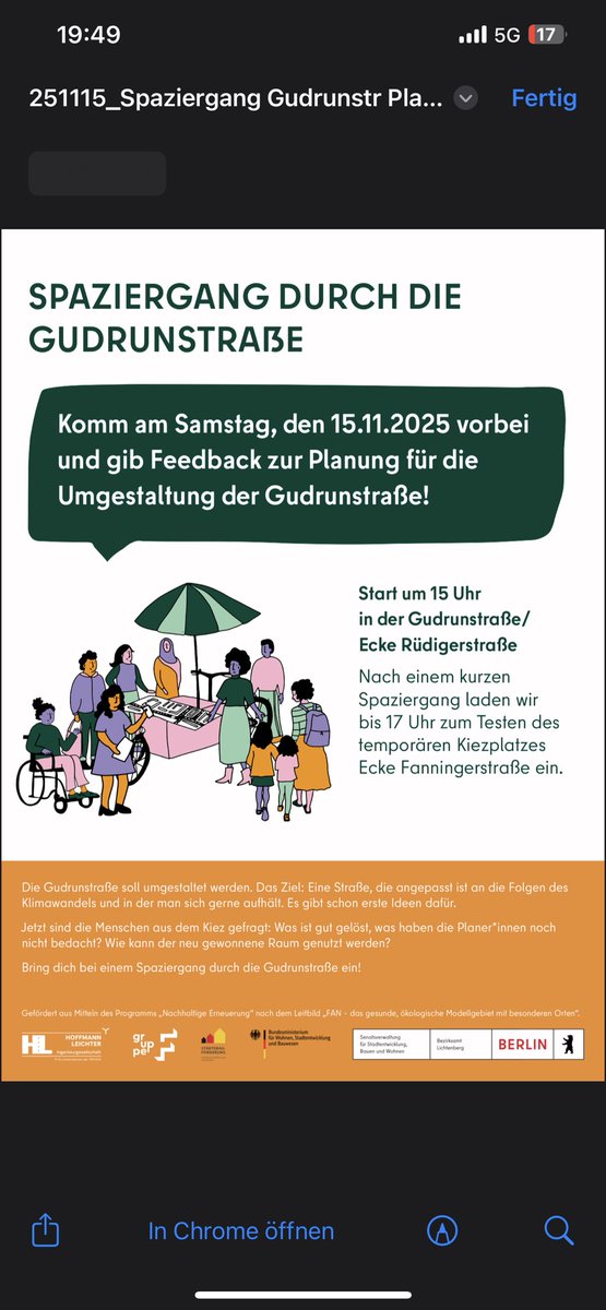 DiverseView's tweet image. 🌿🚶‍♀️Mitreden bei der Neugestaltung der Gudrunstraße🌳
Am 15.11., 15–17 Uhr: Kiezspaziergang &amp;amp; Beteiligung –Treffpunkt Gudrun-/Rüdigerstr.
Planer:innen stellen vor, hören zu &amp;amp; nehmen eure Ideen mit. 
Online-Beteiligung: 15.–29.11. 👉🏾 lnkd.in/edGhxSQR
💚