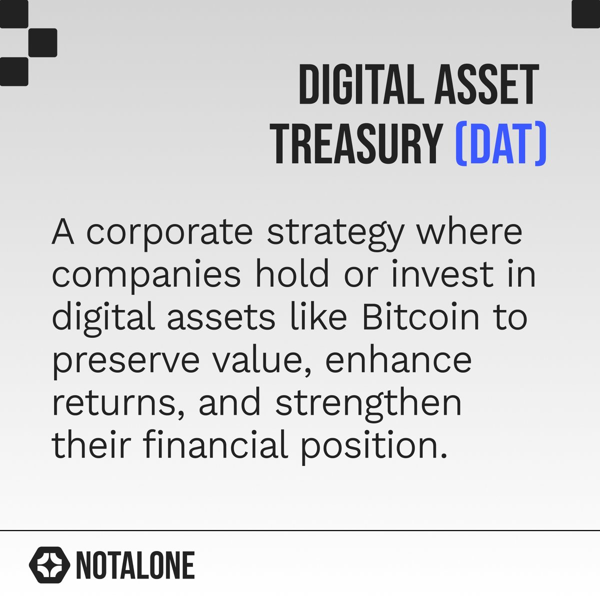 1/ A DAT is a public company that holds digital assets on its balance sheet and uses public equity markets to expand those holdings.