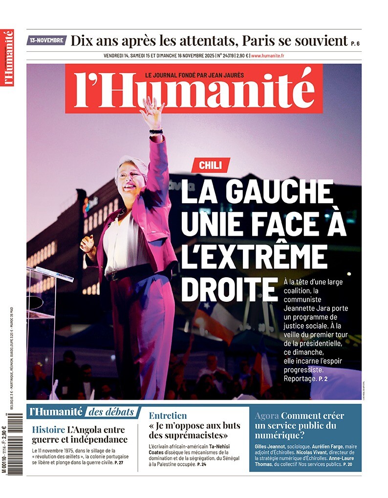L’Humanité du 14 novembre: Chili, la gauche unie face a l'extrême droite.

📰 humanite.fr