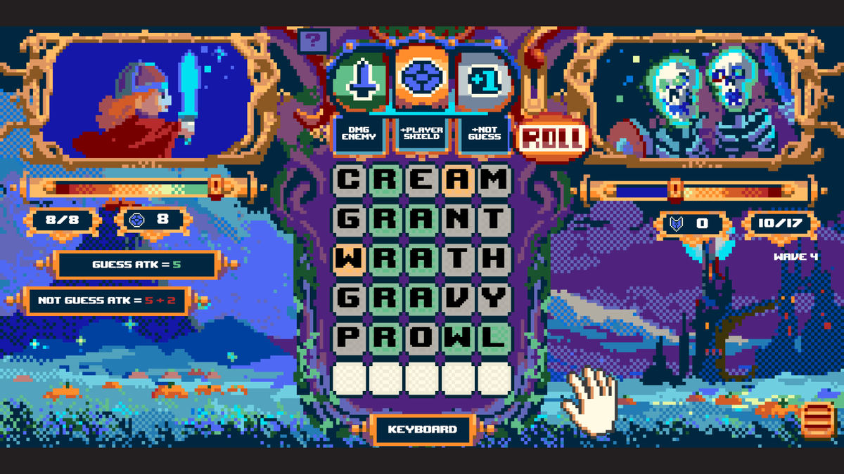 Let’s break the algorithm with some awesome upcoming #indiegames!

📣 Share your #indiegame’s Steam page in the replies + some images + short description
♥ Like this post
🔁 RT to spread the word!

We'll start!
RANDEL'S QUEST is A slot-driven, Wordle-style roguelike battler.