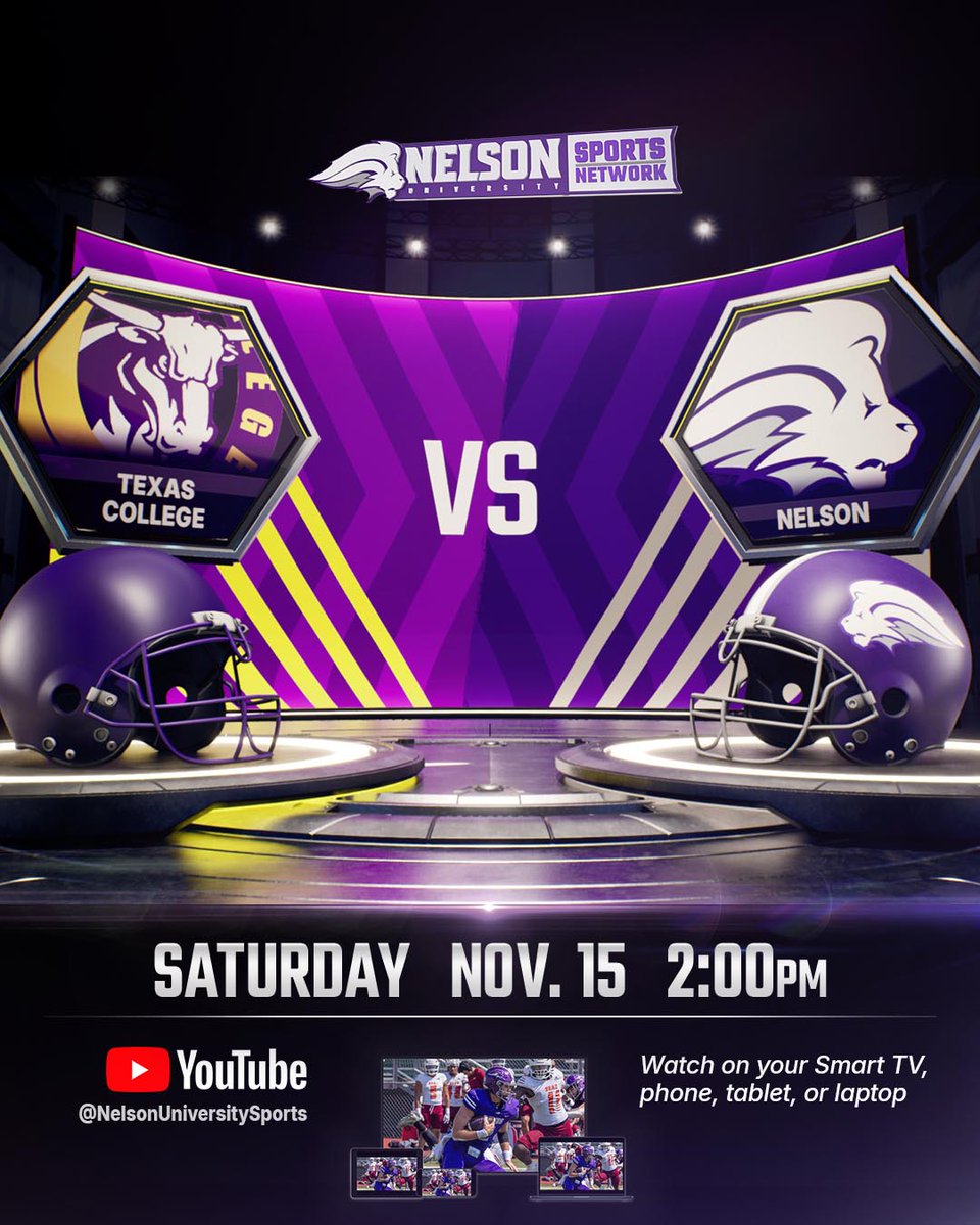Whether you’re in the stands or on the couch, you’re part of the action 🏈 Stream the game LIVE on the Nelson University Sports Network!

youtube.com/live/sMyCp6zy-…
#TheRightWaytoPlay #WhereLionsFindTheirRoar
