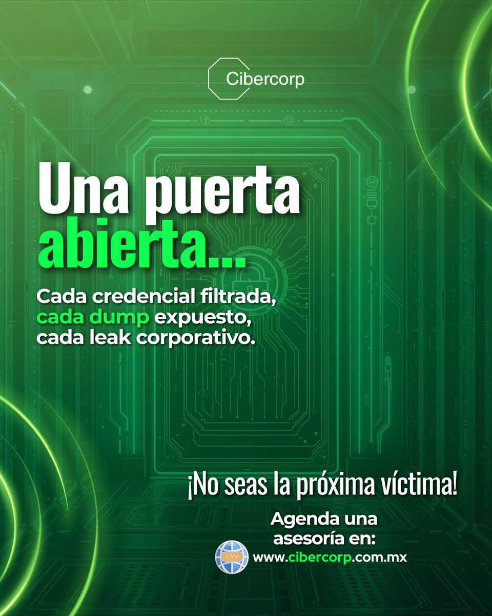 CibercorpMX's tweet image. La Darkweb no espera. Protege tu información antes de ser tendencia por las razones equivocadas.
En Cibercorp podemos orientarte, escríbenos.
#BrandProtection #ThreatIntel #DarkwebIntel #CISO #ReputacionDigital