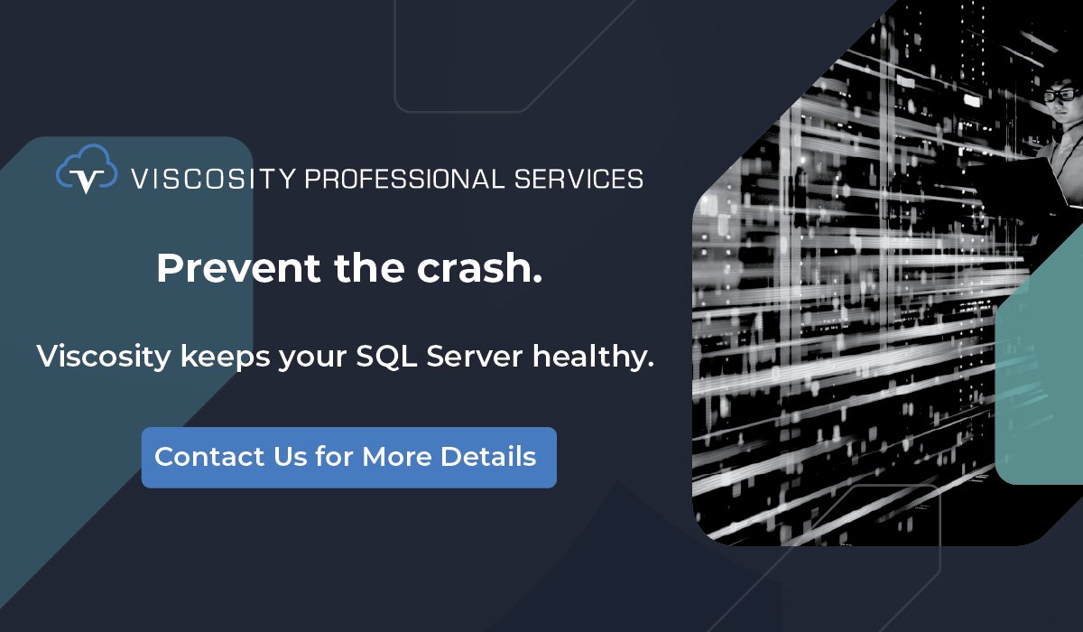 ViscosityNA's tweet image. Don’t ignore a lagging #SQLServer.
Our healthchecks catch problems before they become emergencies, from blocking chains to bloated indexes.

Explore more: bit.ly/49cN4kO
#VNA #MicrosoftSQLServer #SQLServerExperts