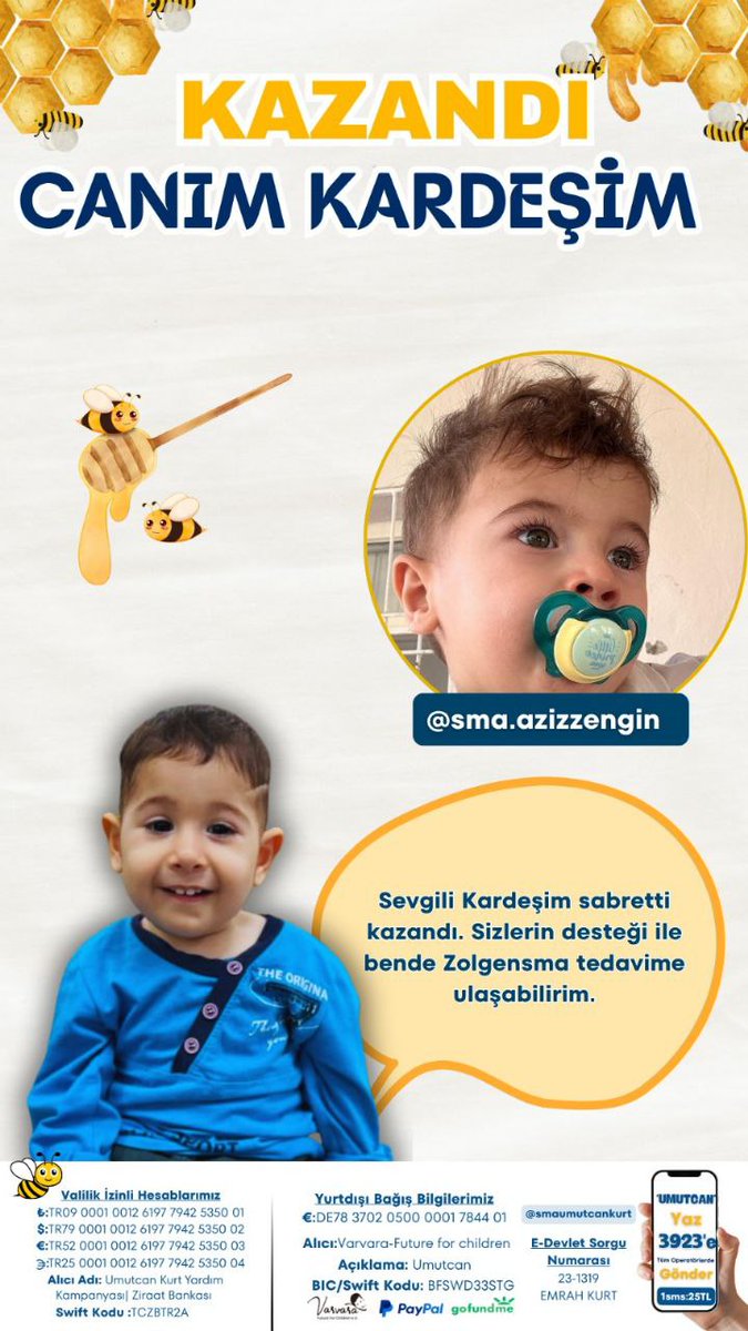🎉Ve elhamdülillah aziz bebek kazandı sıra kardeşi Umutcan'da🎉

Siz değerli aziz'canlar gönlü yüreği güzel destekçilerden 
Umutcan için de destek bekliyoruz 🕊️ 
Lütfen bu zorlu mücadele de bizi yanlız bırakmayın.💐

UMUTCAN'IMIZIN SİZE ÇOK İHTİYACI VAR.
<a href="/Aziz_yasasin/">💯AZİZ KAZANDI 💯</a>  🤍