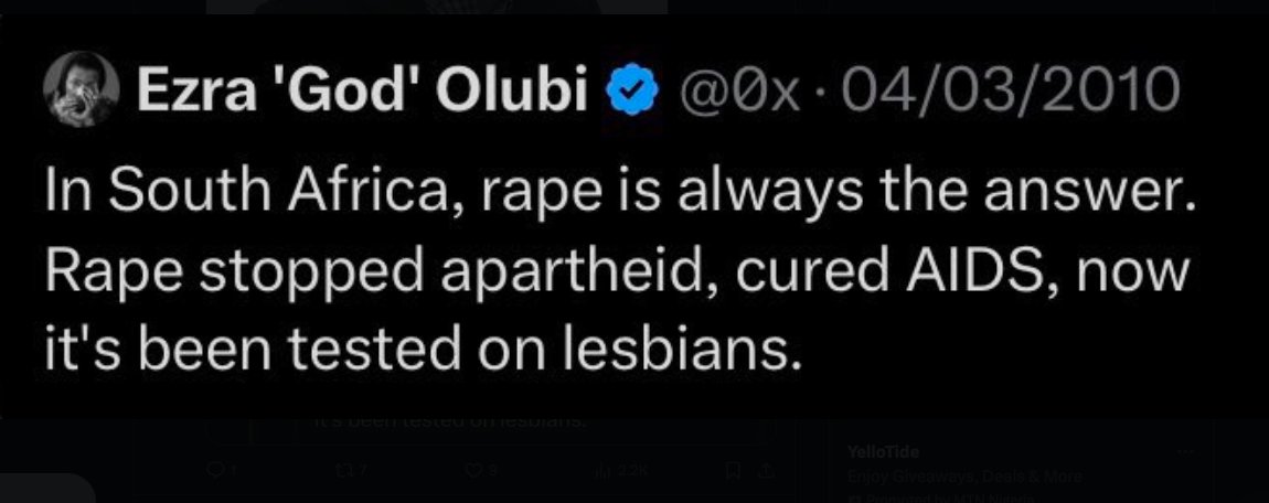 hitplayz_'s tweet photo. Ezra Olubi, co-founder of Paystack, deactivates his account following the reappearance of unsettling tweets from the past.  

#FCT #ReginaNedNwoko #Fela #NGAGAB #wike #Burnaboy #Yorubas #Iyabo #OJO #VictorOsimhen
#Uloma https://t.co/TdqnAjd2WO