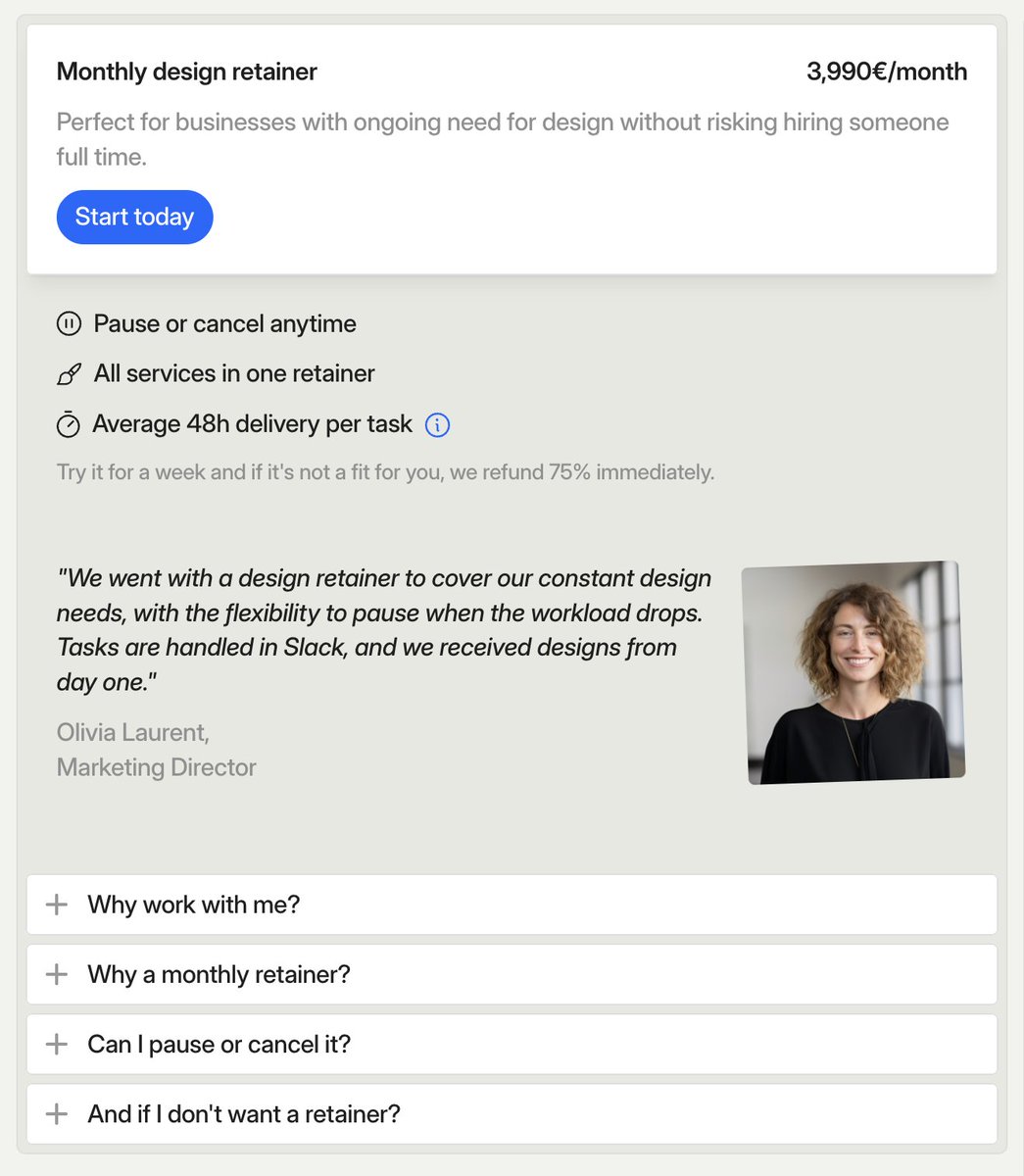 francoissavard_'s tweet image. Design retainers are perfect for startups. It&apos;s like having a full time employee, dedicated and ready to deliver anything, for sometimes half the cost. 

I updated it on end.agency 🏄🏼‍♂️