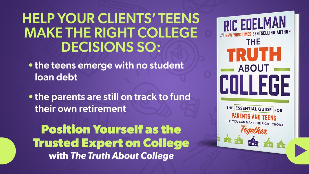 ricedelman's tweet photo. Financial Advisors!
This college guide is a great way for you to add value to your practice!
Pre-Order Now for All Your Clients and Prospects!

https://t.co/8E21cEGAQZ

#financialadvisor #collegeguide #wealthmanagement #financialplanning
#CollegeGuide #TheTruthAboutCollege #EssentialCollegeGuide