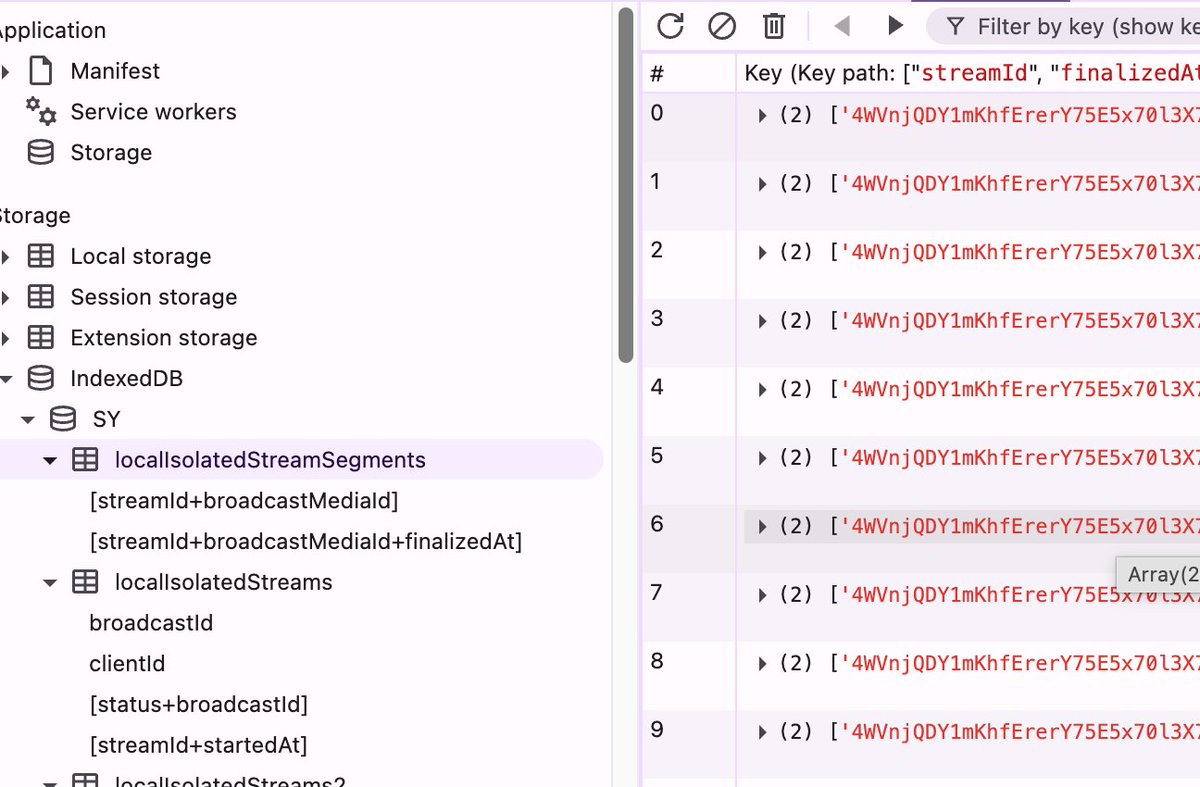 codercatdev's tweet image. I have to say I take the browser for granted everyday. I was curious with @streamyardapp when recording where it is actually putting the files on my local system. 
Turns out it is directly in the browser in IndexedDB. 
Then when it uploads to their servers it slowly moved each of…