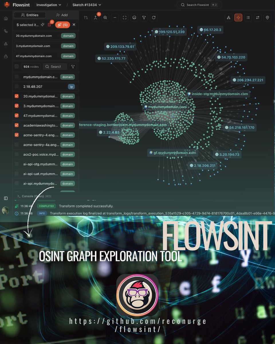 EsGeeks's tweet image. Flowsint lleva tus investigaciones OSINT al siguiente nivel con grafos visuales. Automatiza la recolección de datos desde dominios hasta wallets cripto, todo de forma 100% local para máxima privacidad y control.

🕸️🎯 [#Flowsint #OSINT #HackingEtico #Ciberseguridad]