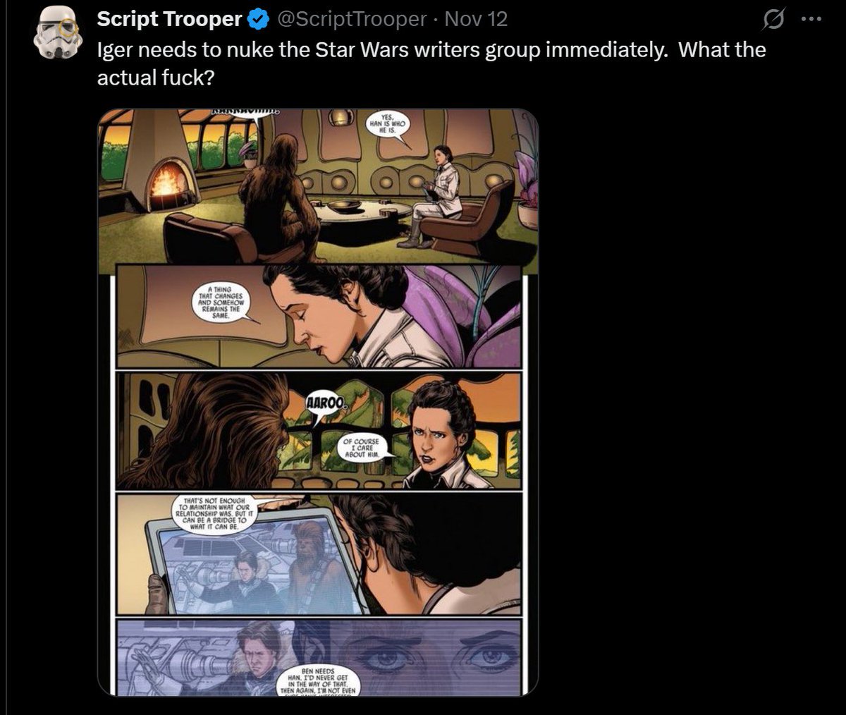 Sith_ari66's tweet photo. SHILL Trooper @ScriptTrooper lectures fans about George Lucas' ability to move on from REAL Star Wars. Yet this clown has posted 15 times about Disney Star Wars in the past week. Even including posts about checking out his ST re-writes #ReyBoy #Shill #SequelLover https://t.co/dXRf8sbKfZ