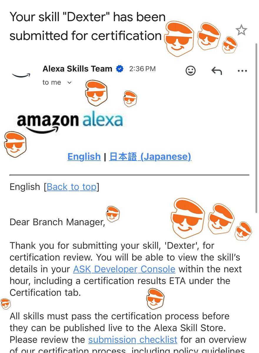 Alexa, announce to the $DEXTER community that we’ve submitted our newest x402-powered agent to the Alexa Skill Store for certification. 🟧🕶️