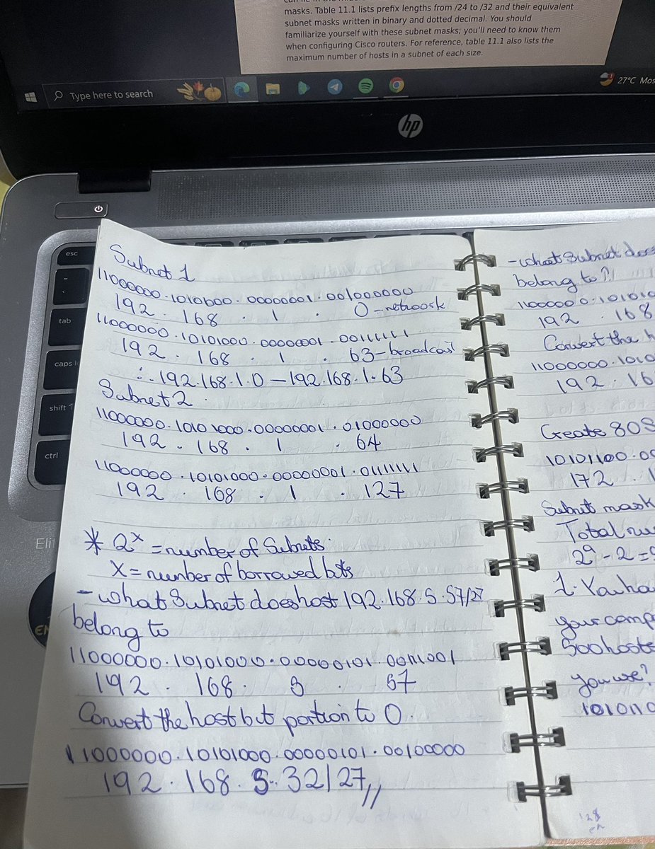 amyy_nwa's tweet image. Day 7/100 #100DaysOfNetworking 

Today I focused on digging into subnetting. I practiced breaking networks into equal sizes using FLSM, figuring out broadcast and network addresses and the importance of subnetting. @ireteeh @segoslavia @TemitopeSobulo @OnijeC @sisinerdtweets