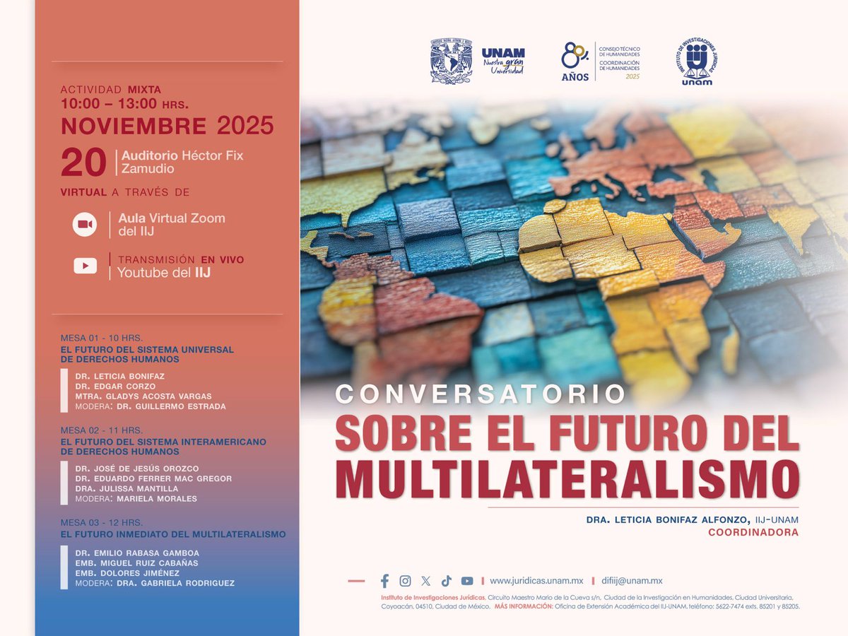 ASEM_SRE's tweet image. La @ASEM invita al conversatorio “El futuro del multilateralismo”, organizado por el @IIJUNAM, con la participación de la Embajadora en retiro Dolores Jiménez, miembro de nuestra Asociación.
#ASEMEnLaAcademia #OrgulloSEM
