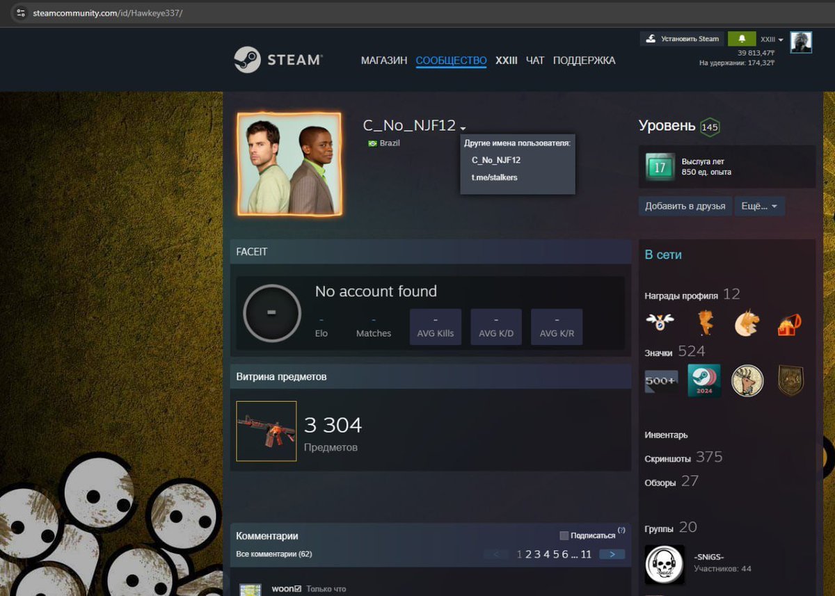 BorkCS's tweet image. Hackers are posting screenshots from their telegram the user with the telegram @&quot;solar&quot; is logged into Hawkeyes account while also being logged into a second steam account↓
steamcommunity.com/id/BreeL

They&apos;re basically untouchable because they live in Russia and will be protected.