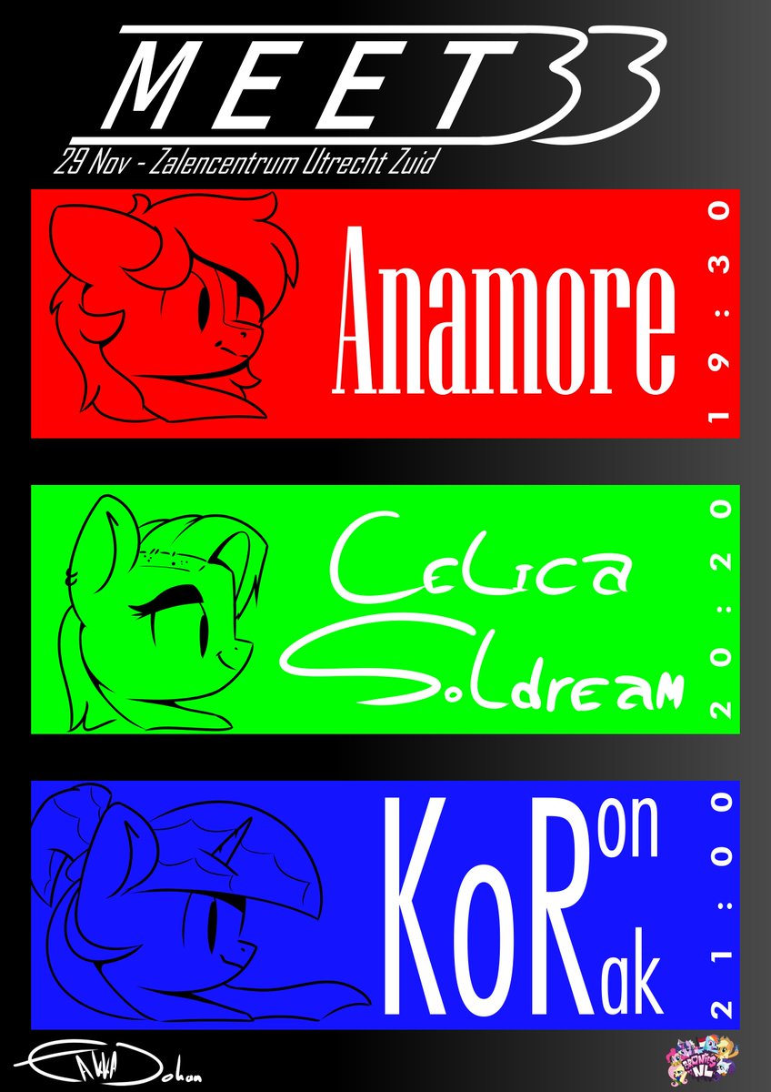 Y'all excited for BroniesNL meet 33? You should be! Because we're welcoming these 3 amazing musicians for the concert! anamore, <a href="/CelicaSoldream/">Celica Soldream ➡️✈️ BroniesNL</a>
 and <a href="/KoronKorak/">Koron Korak</a>