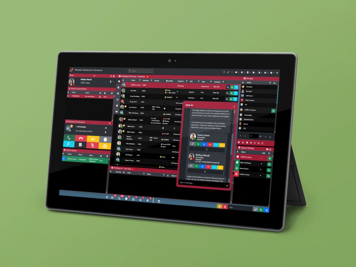 ndbridge's tweet image. Unleash your receptionist&apos;s superpowers. Our AI-powered console for Teams, RingCentral, &amp;amp; more uses predictive transfers to boost productivity and make every caller feel like a VIP. #UnifiedCommunications #AI #Cylde #Dialpad #RingCentral #MSTeams #Cisco bridgeoc.com