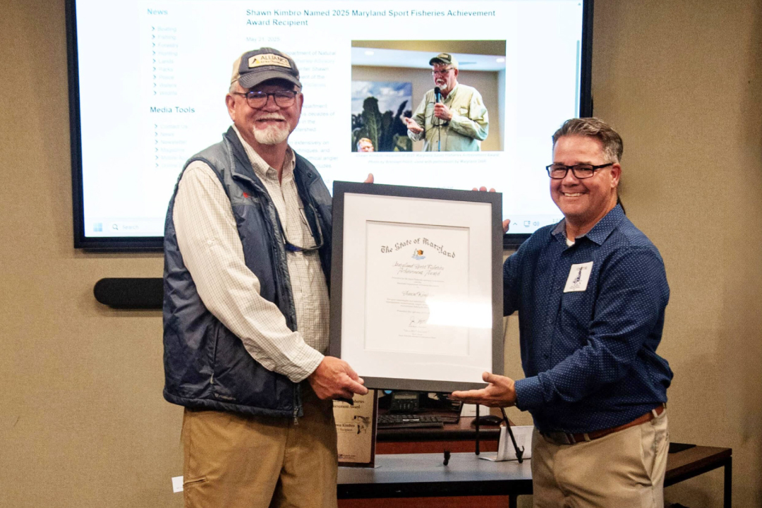 Congratulations to Alliance Board Member, Shawn Kimbro! In recognition of Shawn’s contributions to conservation efforts within local recreational fisheries, the Maryland Department of Natural Resources named him as the 2025 Sport Fisheries Achievement Award recipient!

Learn more