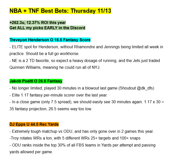 PGZ Best Bets | Thursday Nov. 13th 

❤️ for more picks!