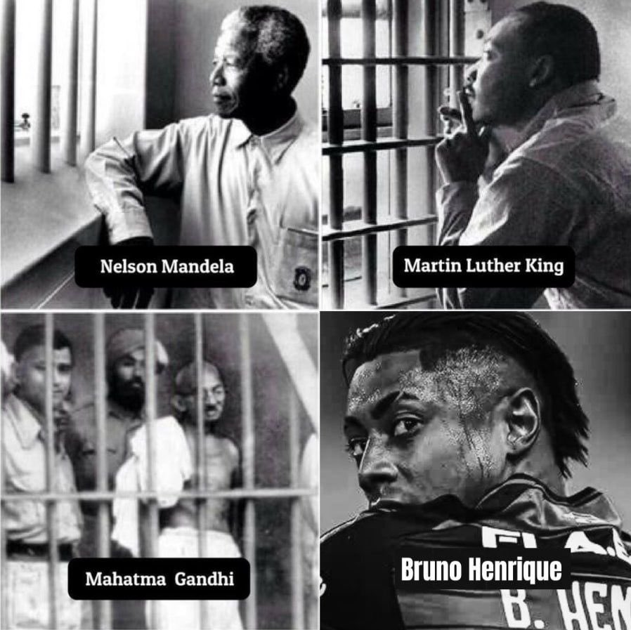"A partir de agora, se me prenderem, eu viro herói. Se me matarem, viro mártir. E se me deixarem solto, ganho a Libertadores de novo."

Bruno Henrique Pinto