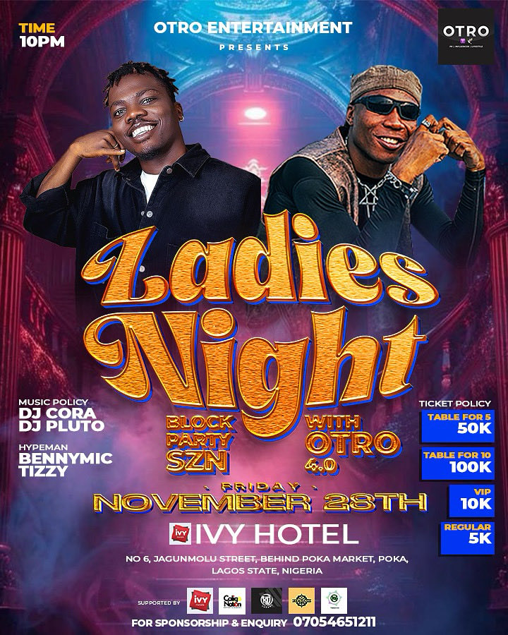 Otro_Ent's tweet image. Get Ready For An Unforgettable Night With OTRO !! Where My Baddies Meet With My Ballers 🤑
Prepare to unleash your wild side at Ladies Night With Otro 4.0🕺💃
@EASYSCOPE101 &amp;amp; @official_djcora will be live ✅
#Nov28th‼️
#LadiesNightWithOtro4.0!!!
#BlockPartySzn🥂
📍: IVY HOTEL EPE