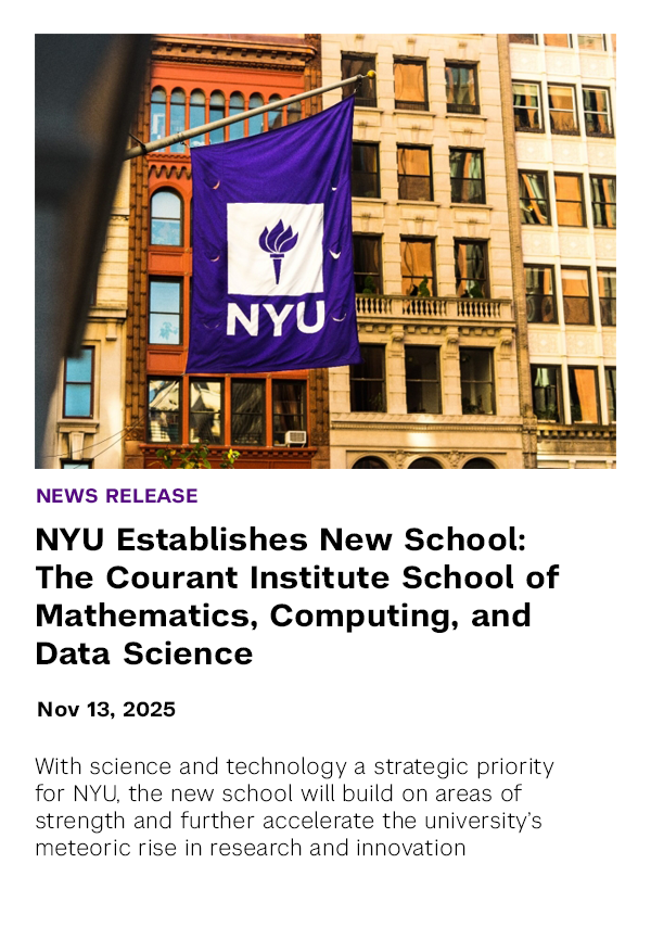NYU_Courant's tweet photo. NYU (@nyuniversity) announced the creation of the Courant Institute School of Mathematics, Computing, and Data Science today, signaling the university’s enthusiastic commitment to mathematics, computing, and data science over the coming decades: https://t.co/dz4NsvJg4w https://t.co/lIs7Llp8dE