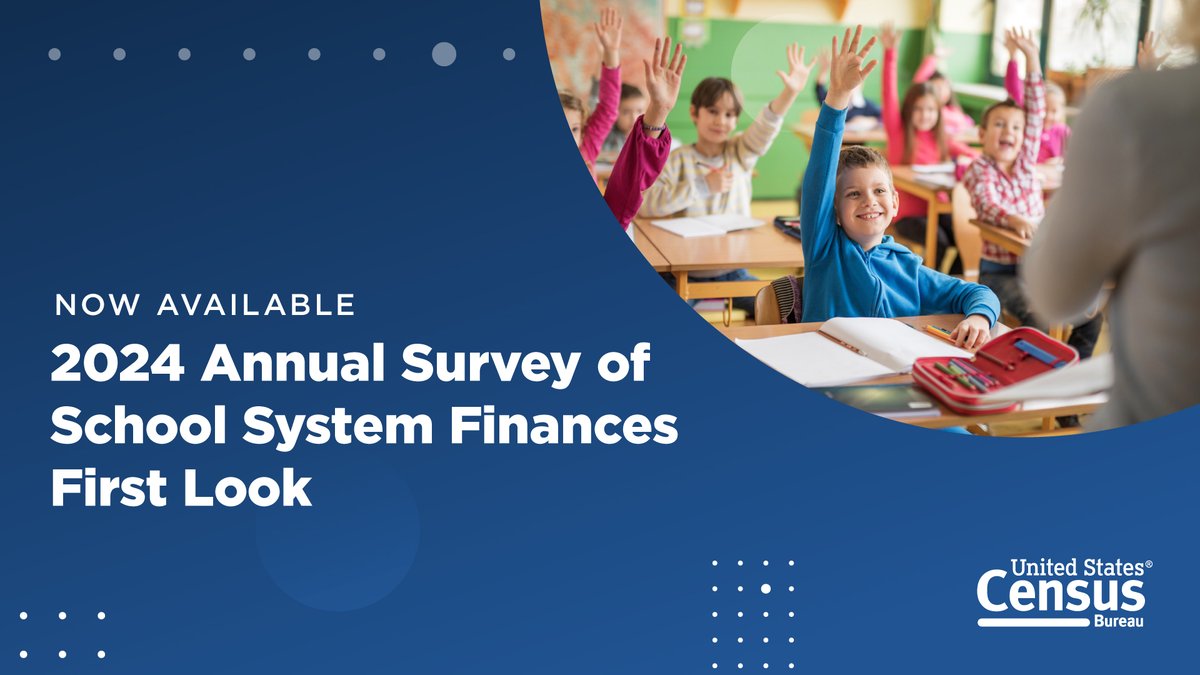 uscensusbureau's tweet image. Explore new insights into public school spending per pupil and state-level stats on school system revenues and expenditures for the 2024 fiscal year.

🏫 census.gov/newsroom/press…

#CensusData