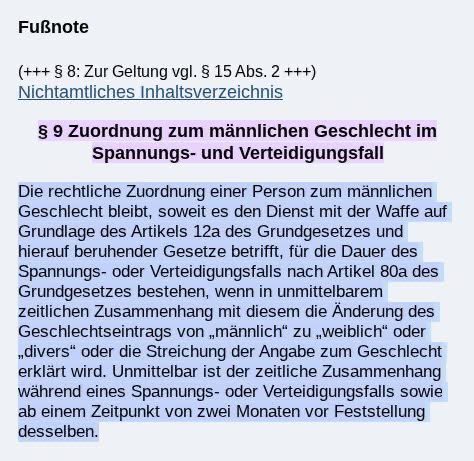 Es ist an alles gedacht, alles ist vorbereitet.

 § 9 des Selbstbestimmungsgesetzes (SBGG)