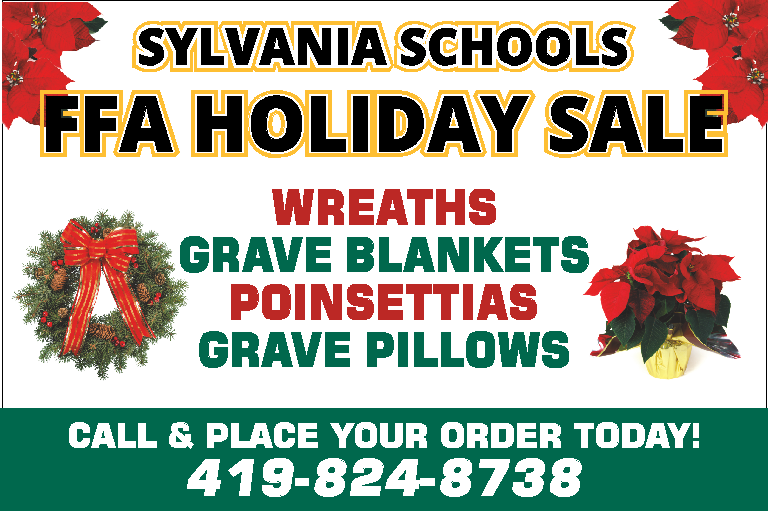 SylvaniaSchools's tweet image. ❄️Order by phone or in person❄️
📍Southview HS (east side Horticulture entrance)
Hours: 11:30 AM - 3:00 PM
Grave Blanket: $70
Grave Pillow: $50
22" Wreath: $30
26" Wreath: $35
New Sleigh Centerpiece: $40
Poinsettia (Red, Pink, White, Marble): $15
#careertech #sylvaniastudents