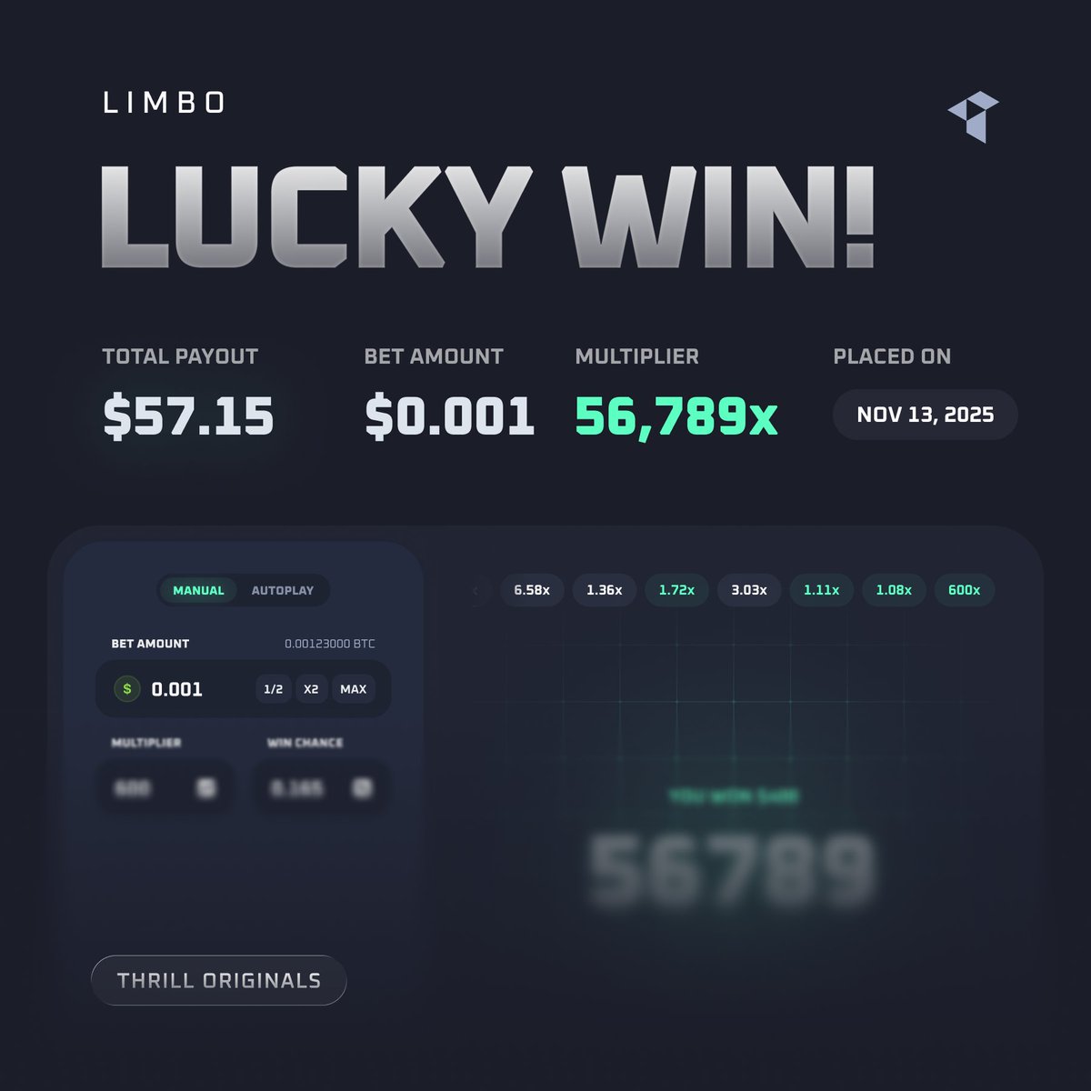 🤘 More multipliers going wild on Thrill Originals!
How’s your luck rolling?