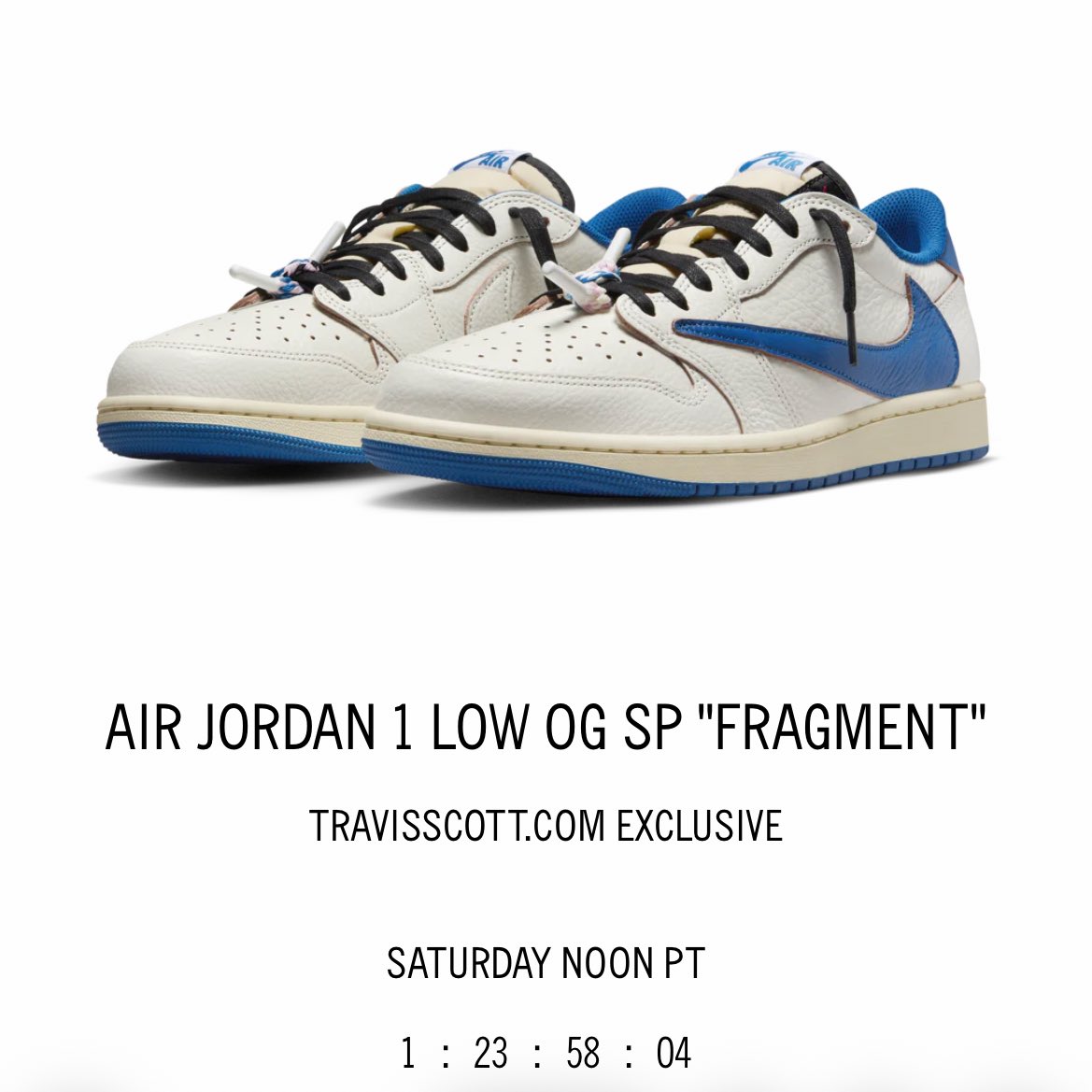 公式オンライン・リリース日時が確定 Travis Scott x Fragment x AJ1