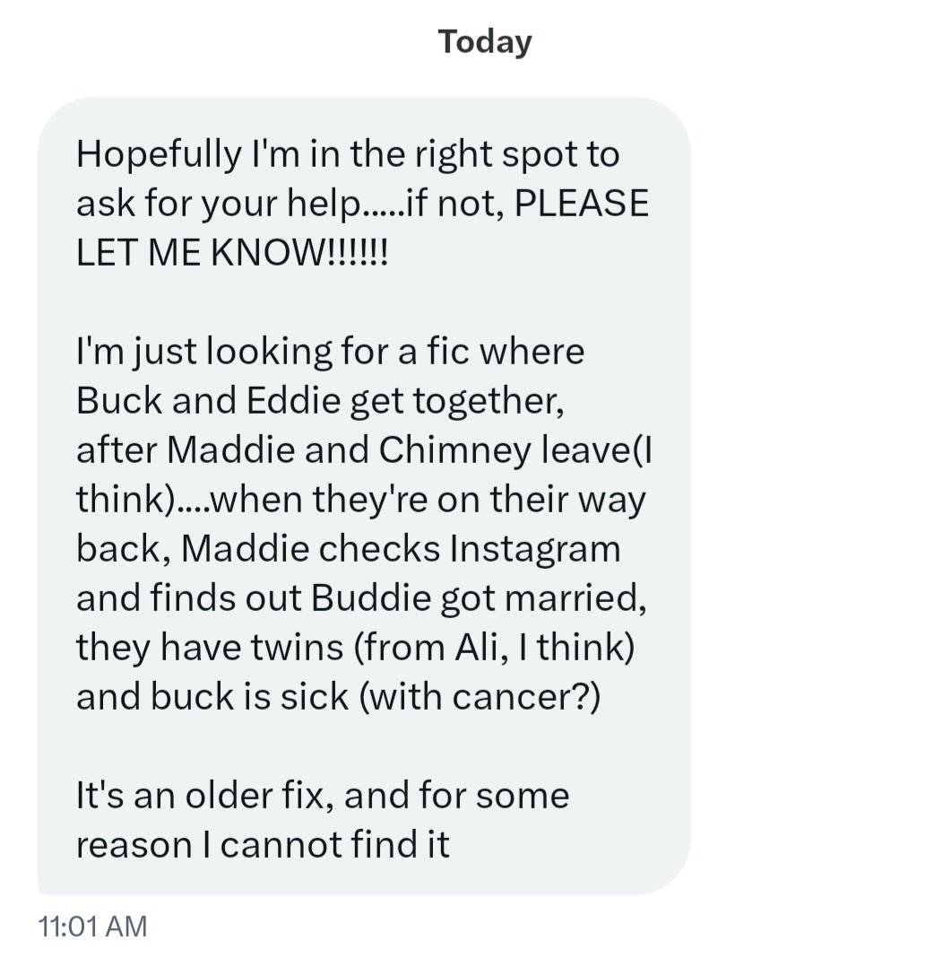 🔍 Can anyone recommend fics like this? 

• Buddie gets married and have twins
• Buck is sick, probably cancer