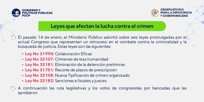 EnConsultaPeru's tweet image. Aquí una relación de leyes que afectan la lucha contra la criminalidad organizada.
#PorunPeruquetecuide