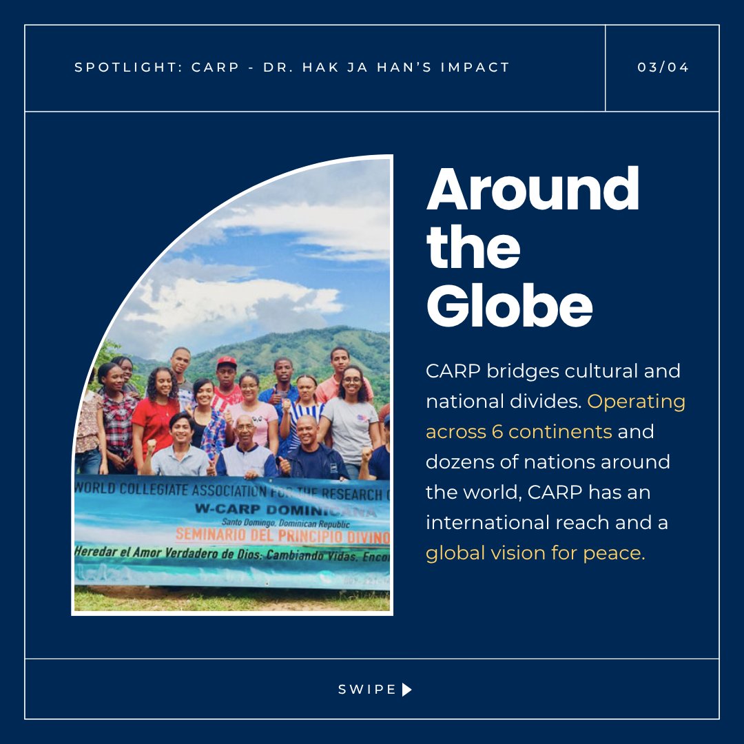 FamilyFedUsa's tweet image. ✨ Spotlight: CARP - Dr. Hak Ja Han’s Impact✨

Co-founded by Dr. Hak ja Han, the Collegiate Association for the Research of Principles (CARP) has been nurturing a generation of college students who live for the sake of others.

Since 1966, CARP has inspired youth to become moral…