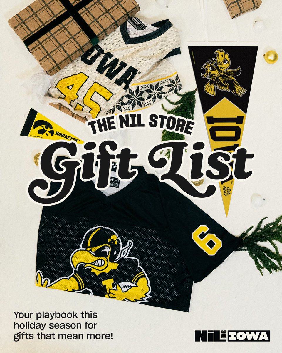 IowaNILStore's tweet image. Your playbook this holiday season for gifts that mean more is officially here! 🎁

The NIL Store Holiday Gift List has dropped, featuring gear inspired by your favorite holiday traditions. Get ready to cheer on your athletes in style!

🧵 A thread on our must-have holiday gear ⬇️