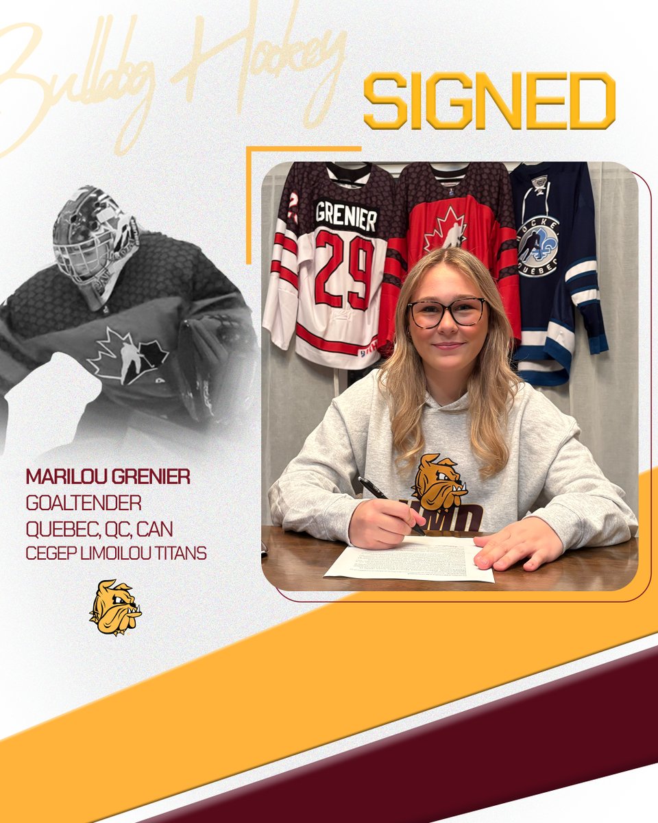 Marilou Grenier is officially a Bulldog!!

Marilou is a 2025 U-18 World Championship Gold Medalist 🥇
Welcome to UMD, Marilou!!