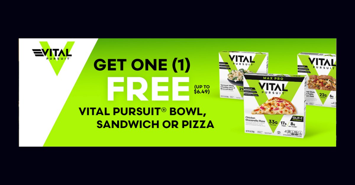 Vital Pursuit has launched a national digital offer to drive sales and product trial for its frozen bowls, sandwiches, and pizzas. 

Consumers can register online to receive a free item redeemable at participating retailers. Learn more: vitalpursuitoffer.snipp.us