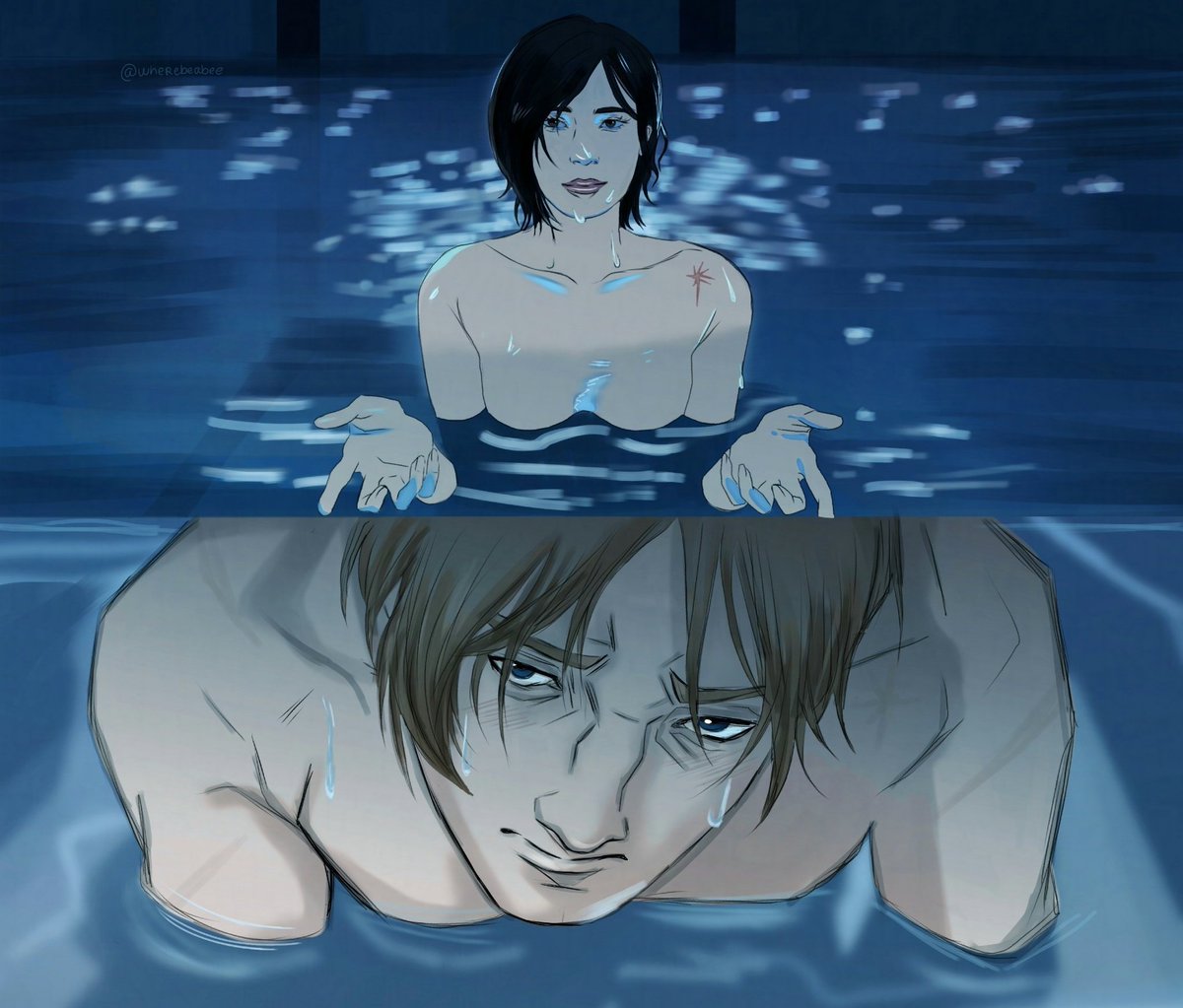 wherebeabee's tweet image. that pool scene  🙈
#ResidentEvil  #REBHFun #aeon