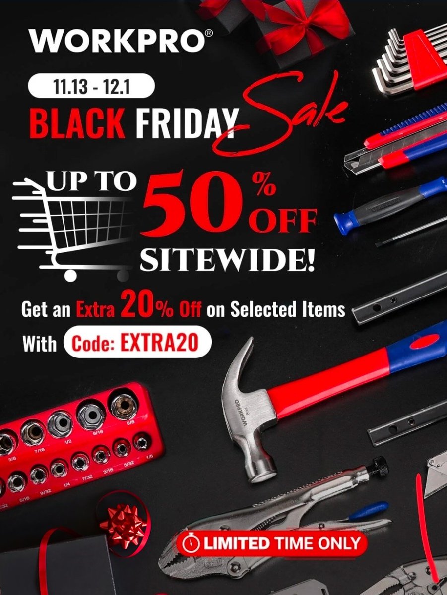workpro_tools's tweet image. 🚨🧰🛠 Going on NOW at 𝘄𝗼𝗿𝗸𝗽𝗿𝗼𝘁𝗼𝗼𝗹𝘀.𝘀𝘁𝗼𝗿𝗲! Don&apos;t miss out on our early Black Friday steals and deals on all tools sitewide! #toolsale #tooldeals
#workprotools #blackfridaysales‼️ #blackfridaydealsonline #toolsforless #handtools #powertools #gardentools #pinktools