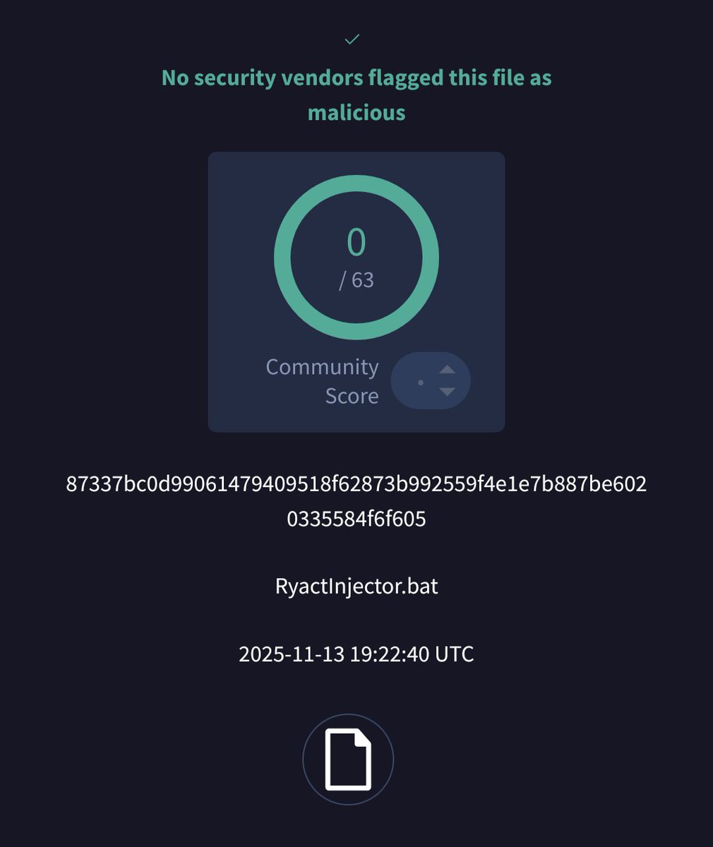 smica83's tweet image. FUD &apos;RyactInjector.bat&apos; seen from the Netherlands @abuse_ch
bazaar.abuse.ch/sample/87337bc…
Next stage: hxxps://litter.catbox(.)moe/snxp18.bin (already 404) 
Dropped file could be this #Meterpreter 
bazaar.abuse.ch/sample/e0f1571…