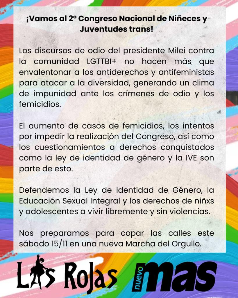 Vamos al 2° Congreso de Niñeces y Juventudes trans! 🏳️‍⚧️🏳️‍⚧️🏳️‍⚧️
Y que los fachos y antiderechos sigan llorando!