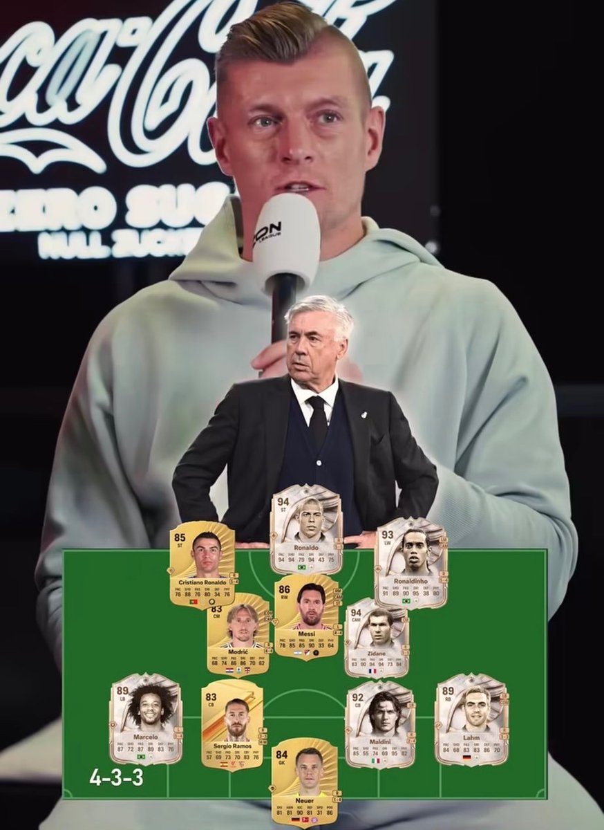 MadridXtra's tweet photo. 👑 Toni Kroos’ all time XI &amp; manager. https://t.co/DjjPQHrEJp