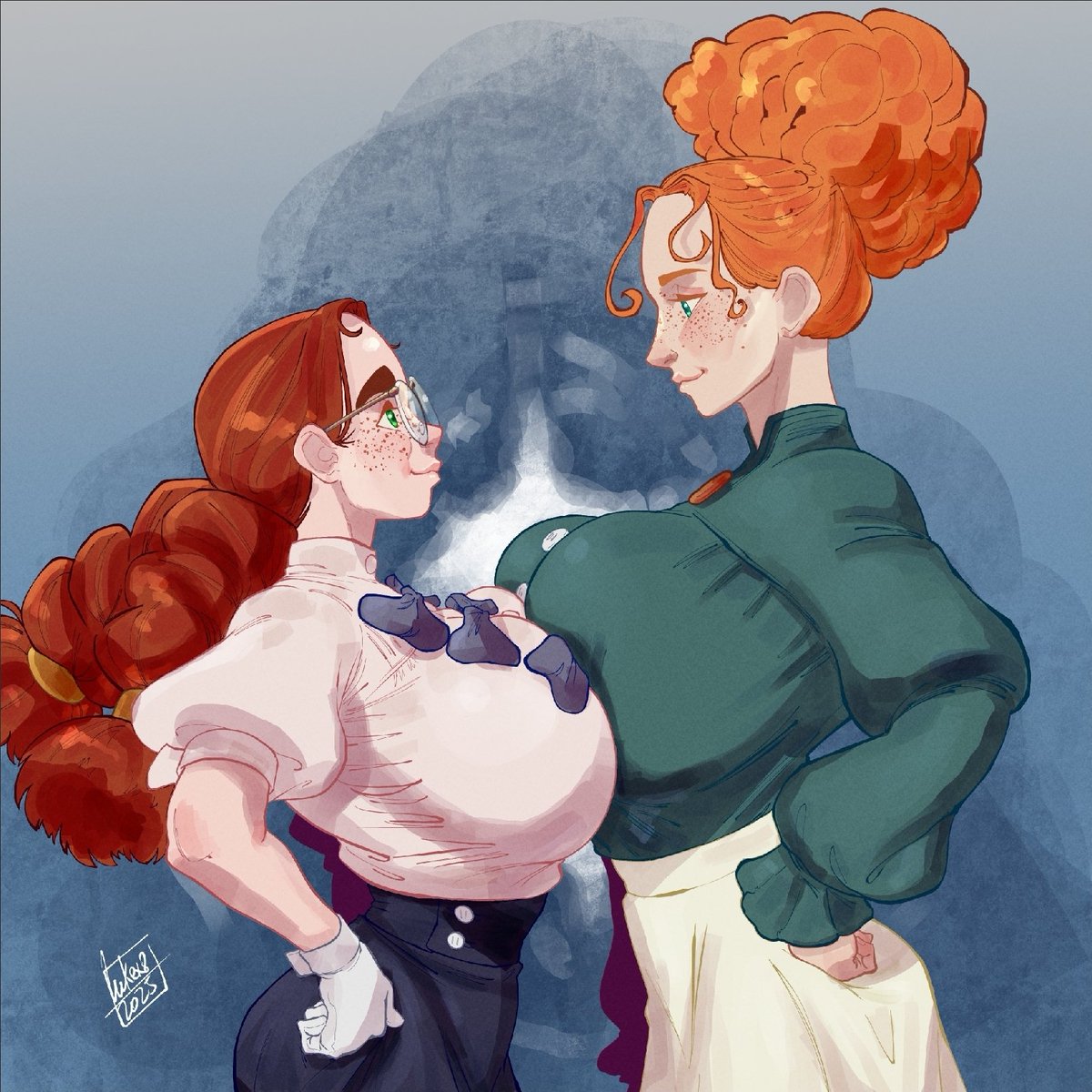 Bust to bust, daughter and mom, new commission, hq on IO