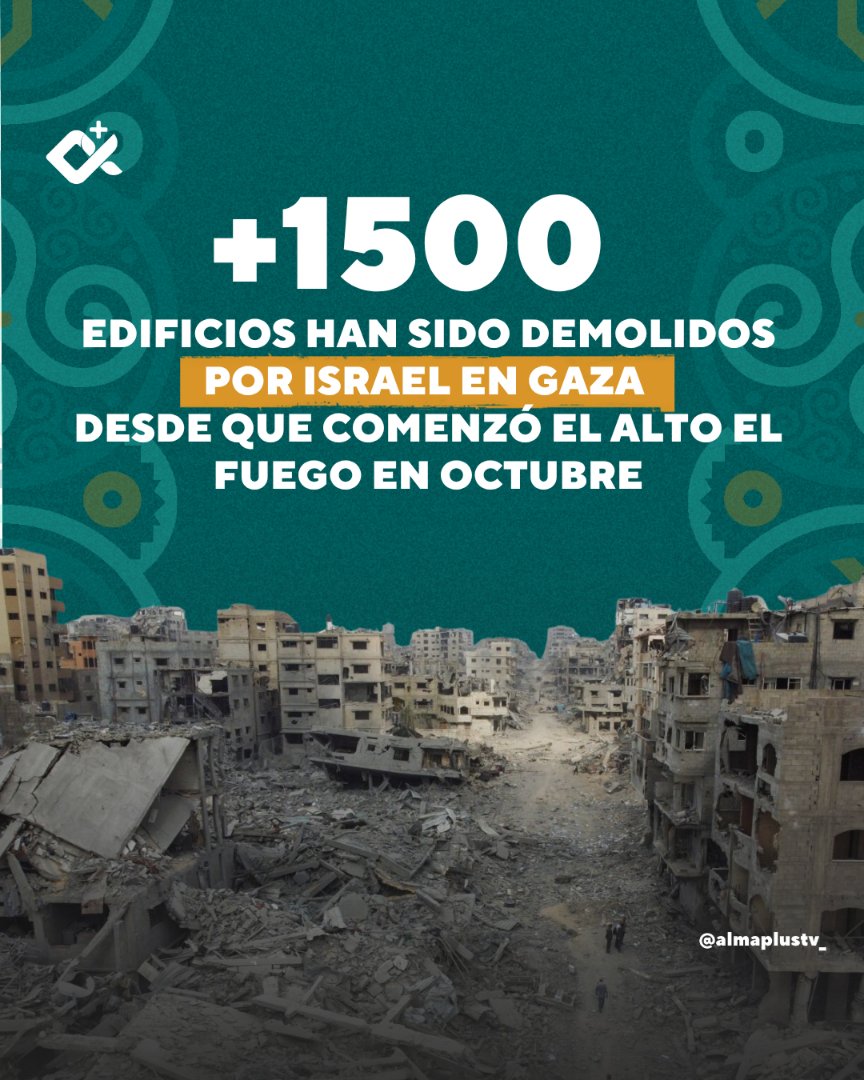 #Cifras | Israel destruyó más de 1.500 edificios en Gaza tras el alto al fuego

🌍🔥 Imágenes satelitales de BBC Verify confirman la demolición de más de 1.500 edificios en Gaza tras el alto al fuego del 10 de octubre. 

🚨🏘️ Barrios enteros fueron arrasados en menos de un mes