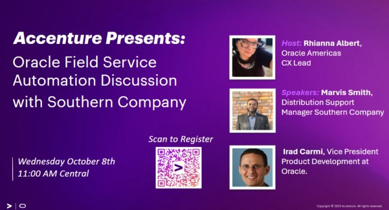 charliebakerjr's tweet image. Experts from @Accenture, @GeorgiaPower, and Oracle shared how they centralized Oracle Field Service across 44 cities and 2.6 million customers in just 11 months. Watch the replay: social.ora.cl/60127kkYm