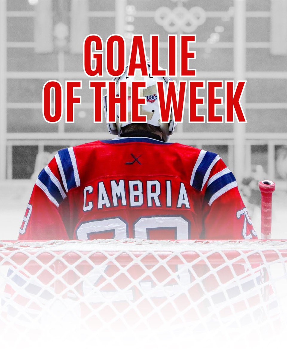 Congratulations to Frank Cambria on earning Goalie of the Week in the Mountain Division! 

Keep up the good work!